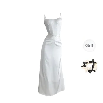 TORIGHT Slip Dresses Women's White+Bowknot Hair Tie Comes With