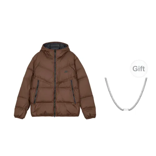 Nike Down Jackets Unisex Dark Brown Includes Necklace