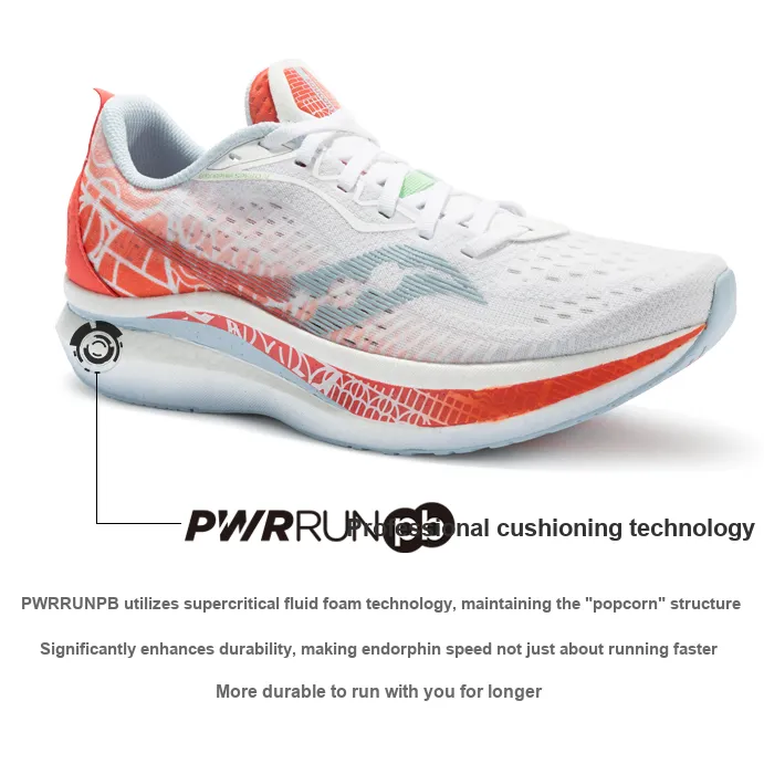 Saucony Shock Absorbers With Slip Resistant Features Low Top Carbon Plate Marathon Running Shoes Unisex White Red-6