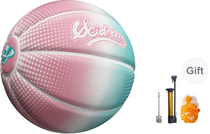 VEIDOORN Rubber Basketball Pink Green Gradient Size 7/5, Size 6 Training-0