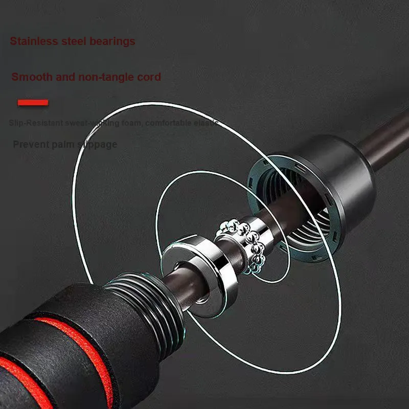 Ledomoda Fitness Training Non Countable Jump Ropes Adults EVA Outer Cotton Controller PVC Plastic Rope 3m Black-29