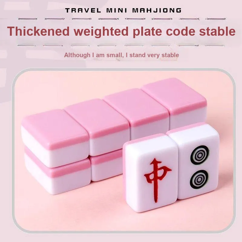 Lezhi By Me Mini Mahjong Tiles Travel Dormitory Portable Room Size Hand Cranked Board Games-2