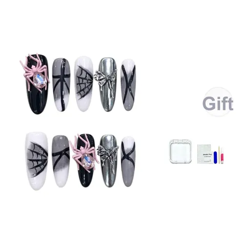 HUYONG Необычный Розовый Паук False Nail Овал Панк Jump Цвет Однотонный 14мм