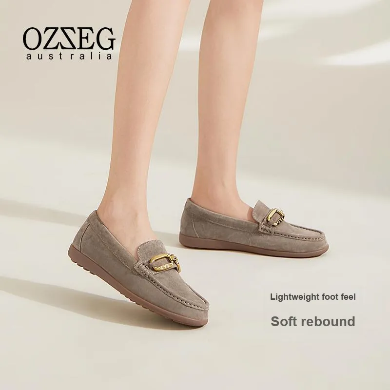 OZZEG Gommino Loafers Women's Brown, Umber, Blue-3