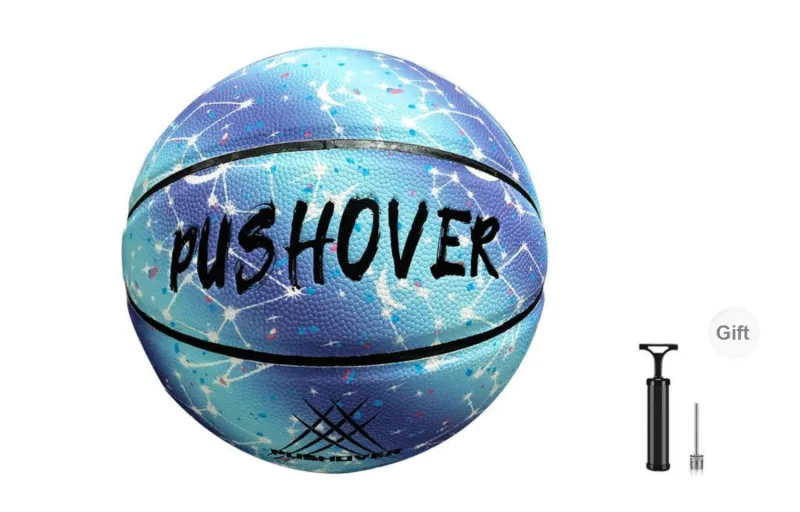 PUSHOVER PU Basketball Blue Tie Dye Size 7 Glow In The Dark Unisex-4