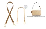 Coach Milk Tea 1.1cm Width Plain Weave Gold Buckle Underarm 65cm+Free Decorative Chain 40cm