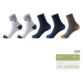 PLANDOO Mid Calf Socks Men's Shopping Bag 5 Pack