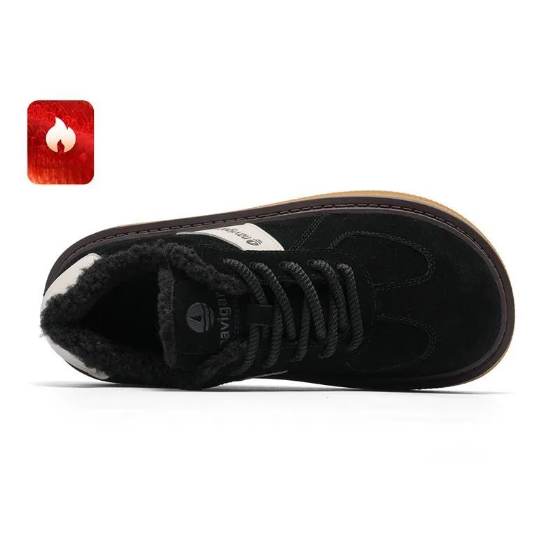 NAVIGARE Italy Version Small Sailboat Height Increasing Low Top Fleece Lined Skateboard Shoes Women's Black-2