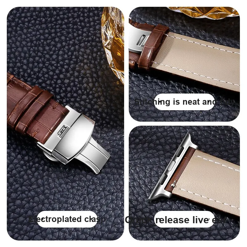 FZRT Apple Compatibility Watch Band Cowhide Leather Material-9