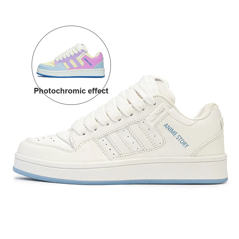 SHUXIAOBEI Anti Slip And Wear Resistant Lightweight Low Top Skateboard Shoes Unisex White Blue-19