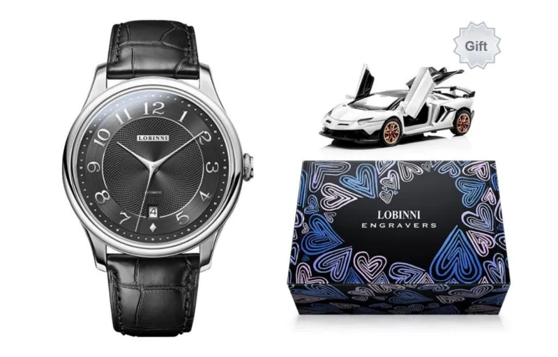 LOBINNI L Men's Watches Automatic Mechanical Movement Cowhide Strap Watch Men's Watches White Dial-4