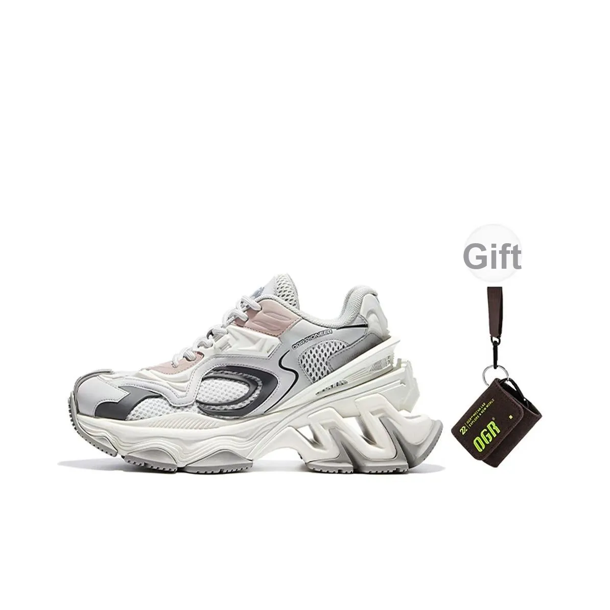 OGR R Line Pioneer Низкий Топ Толстая Подошва Кроссовки Унисекс Серый Розовый