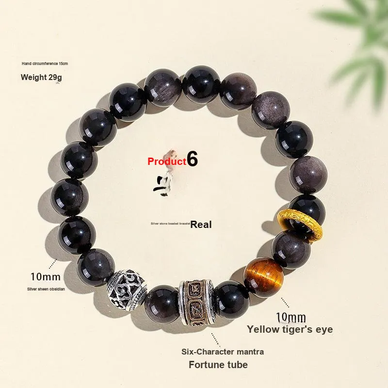 XIBAOCHUNHUA Obsidian Bracelets Unisex-4