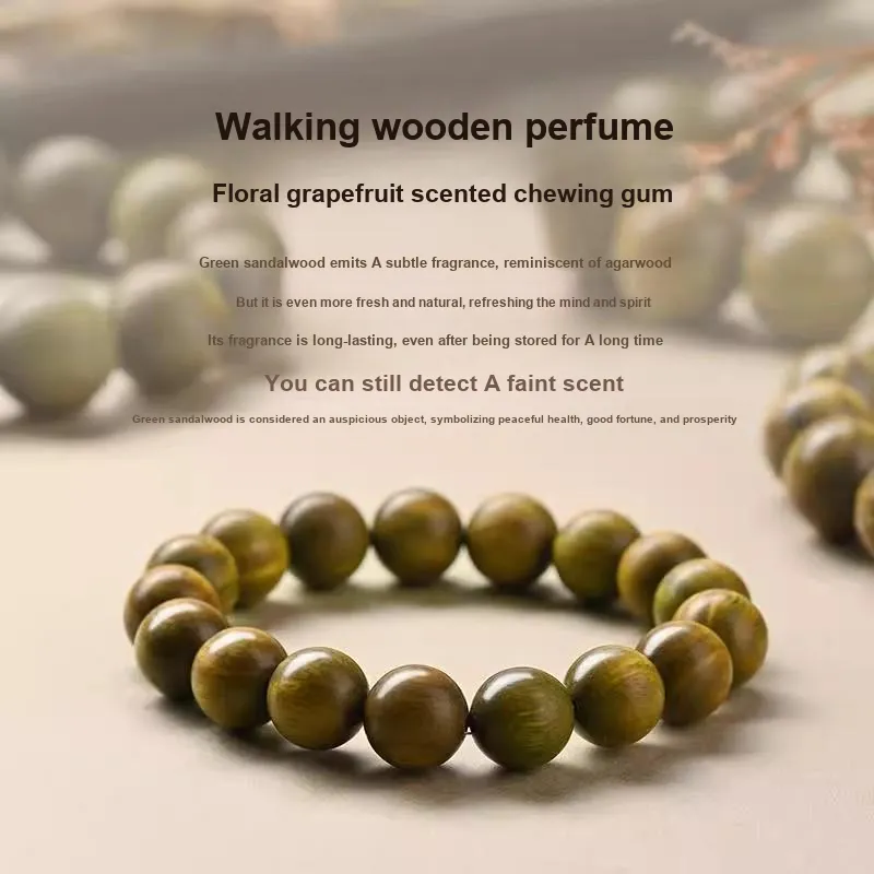 ZHIZUO Green Sandalwood Wooden Bracelets Unisex-2