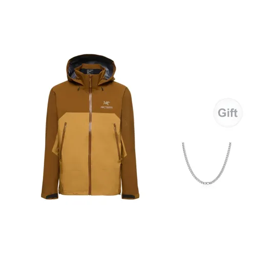 Arcteryx Beta Series Windbreaker Jackets Men Palm Twilight / Yukon Yellow With Necklace Gift