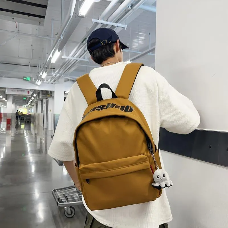 Deli Bear Nylon Backpack Unisex Black/White/Light Blue/Red/Yellow Brown-10