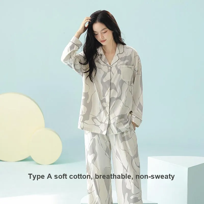 WANANNI Pajama Set Women's Gray White-4