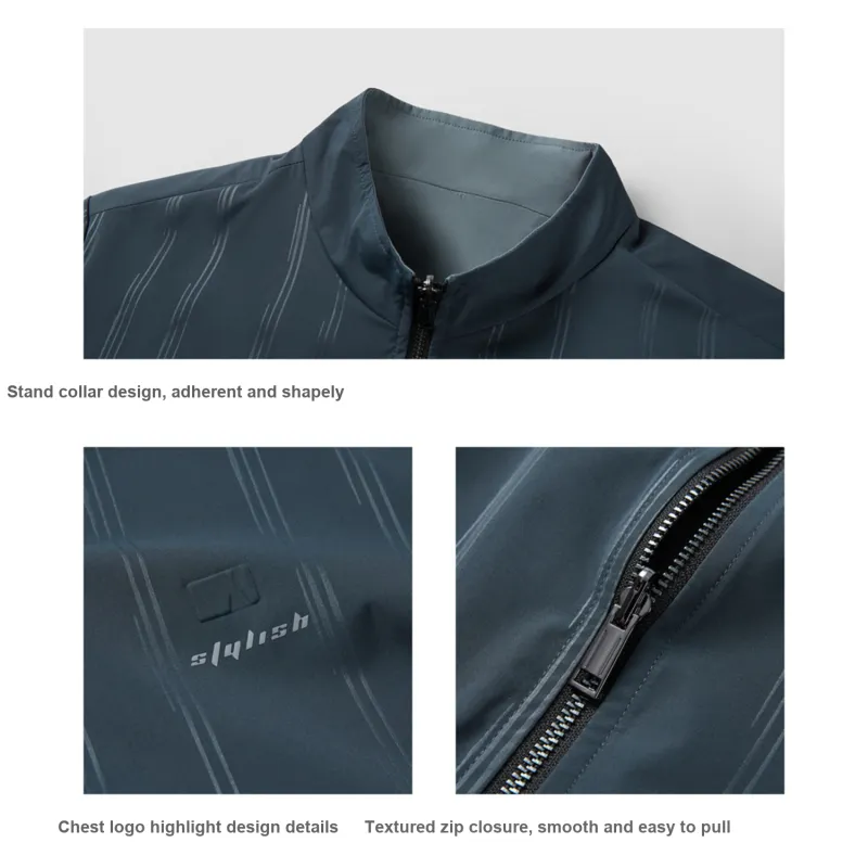 HLA Jackets Men Blue Gray Stripes F7-6