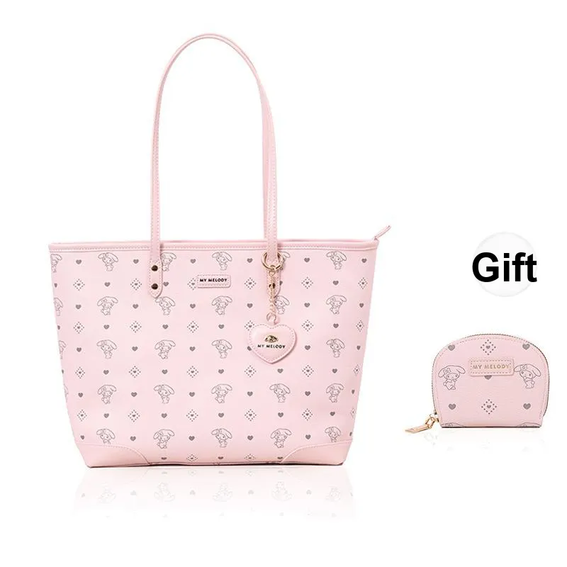 Sanrio Synthetic Leather Tote Bag, Shopping Bag, Shoulder Bag Regular Women's Pink-0