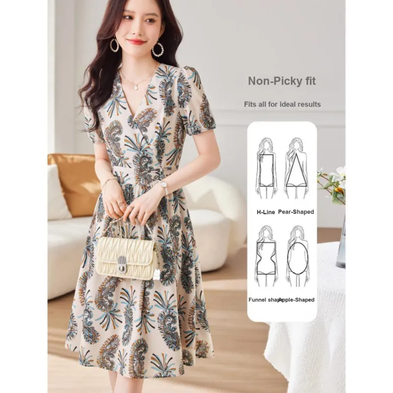 Like The Age Of Water Short Sleeved Dress Women's Multicolor-3