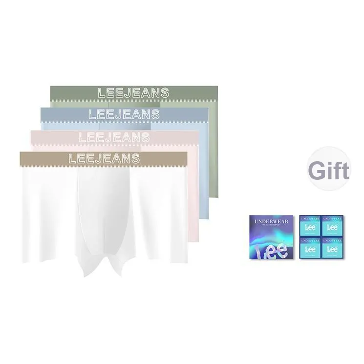 Lee совместный модель нижнего белья Мужской Экстра Тонкий Дышащий Сухой и Свежий Удобный Боксеры 4 шт Независимый Подарочный Набор Коробка