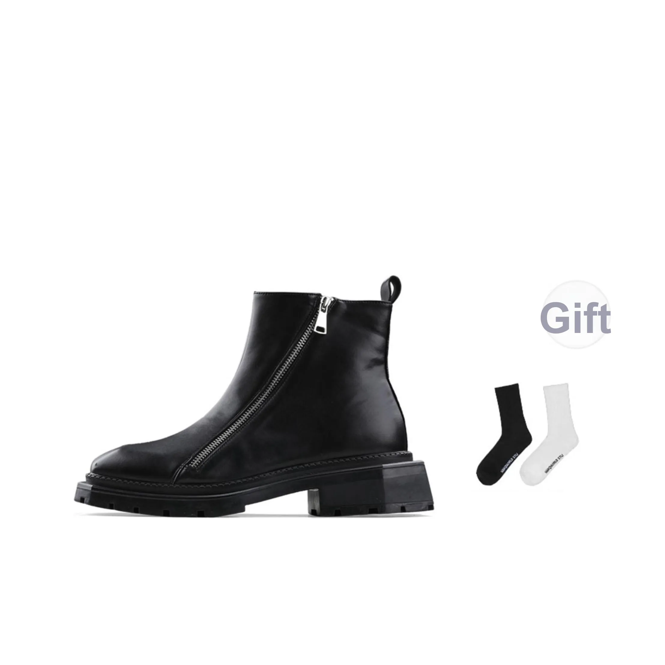 HANQIAORIJI Special-shaped Series Ankle Boots Unisex Black