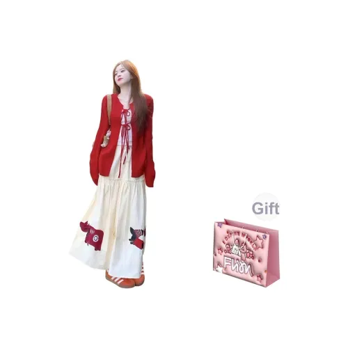 FLIM Красная коробка Женские Комплекты с юбкой