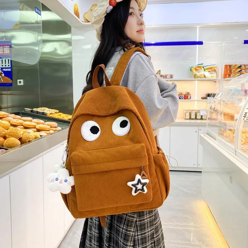 Yalu Nylon Backpack Unisex White/Black/Yellow/Dark Brown/Black Green-12