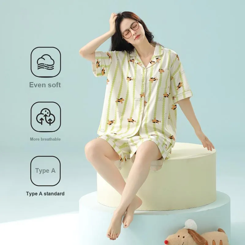 XIAFENYAN Pajama Set Women's Green-3