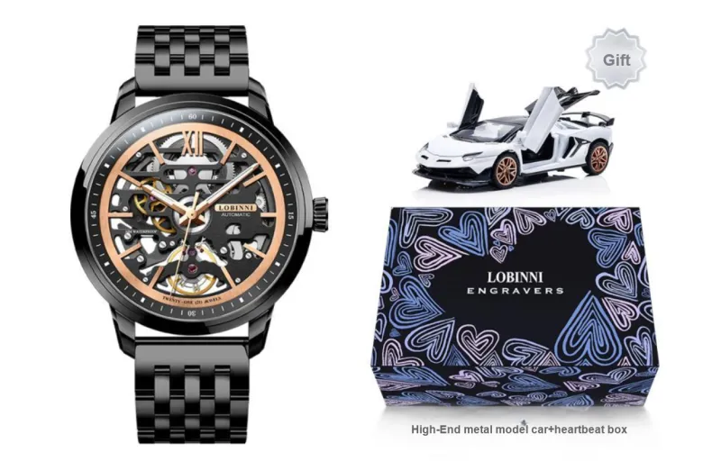 LOBINNI L Automatic Mechanical Movement Genuine Leather Strap Watch Men's Watches Cut-Out Dial-32