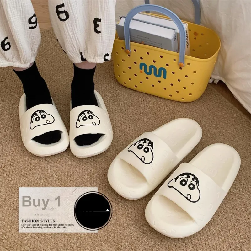 SHIGUDE x Crayon Shinchan Sandal Slippers Unisex, Milk White-18