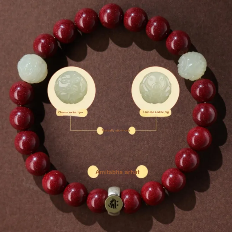 ZHIZUO Natural Cinnabar Bracelets Unisex-17