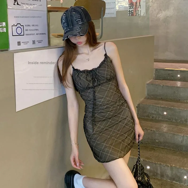 TWOPLUMGIRLS Slip Dress Women's Green Coffee Color-5