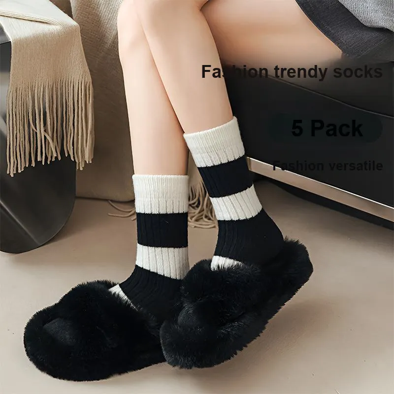 MIIOW Mid Calf Socks Women's 5 Pack-31