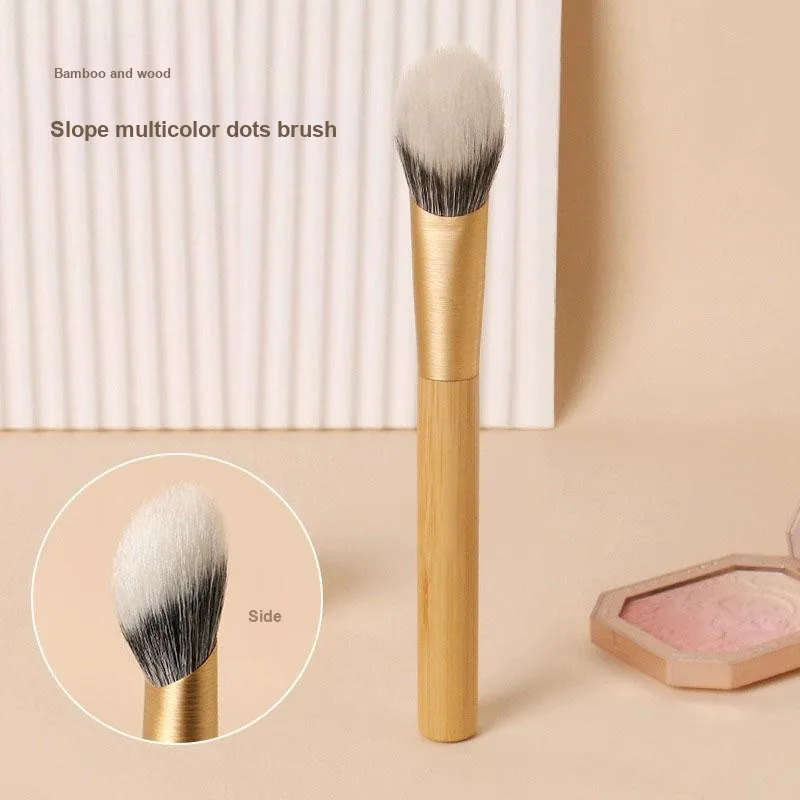 XIBI Bamboo Wood Z50 Slope Stippling Brush Blush Brush With Soft Portable Design For Beginners Made Of Wool-2