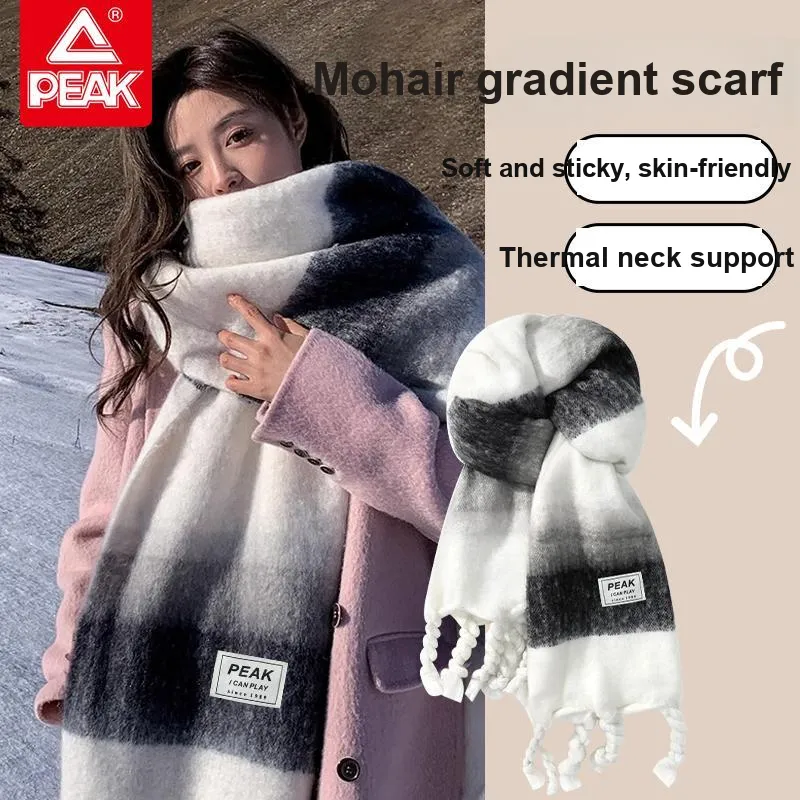 PEAK RIGHT Series Knit Scarves Unisex Black White-3