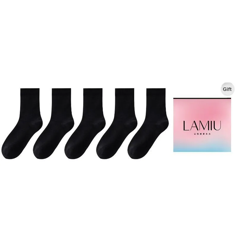 Lan Miao Mid Calf Socks Women's Shopping Bag 5 Pack-4