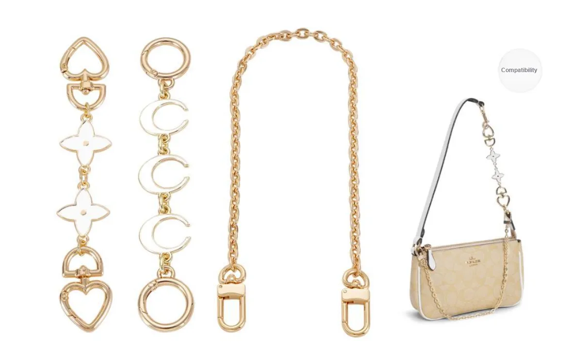 Lan Bao Fan Metal Alloy Bag Accessory Women's Gold Tone, Silver