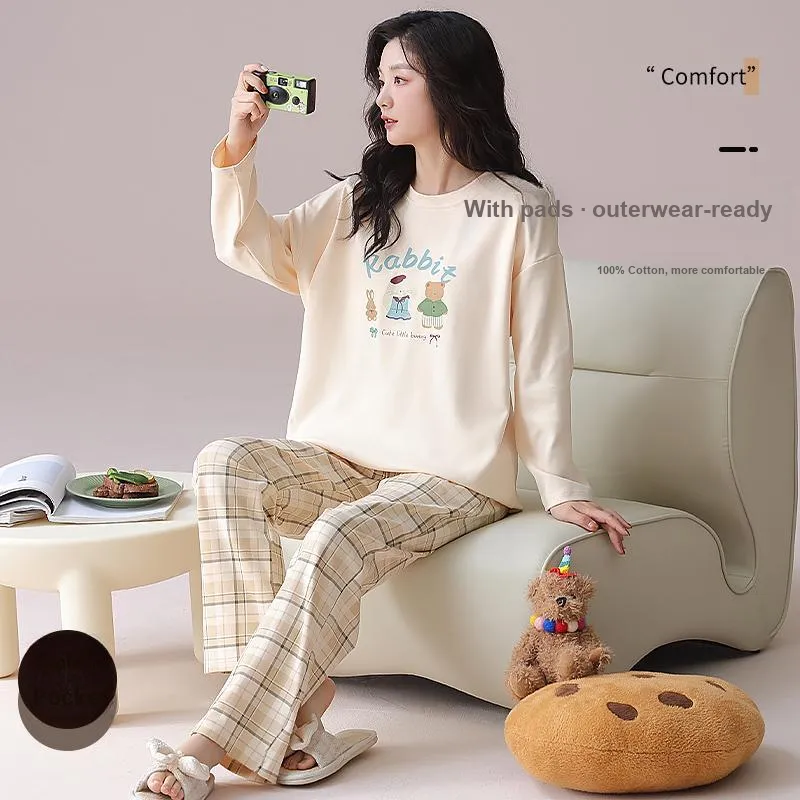 XIAFENYAN Pajama Set Women's Apricot-2