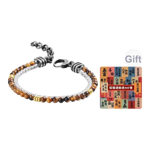 TIANWANG Камень Тигровый глаз Двойной слой Удача Богатство Роллинг Вкладывание Деньги Браслет с бусинами Унисекс