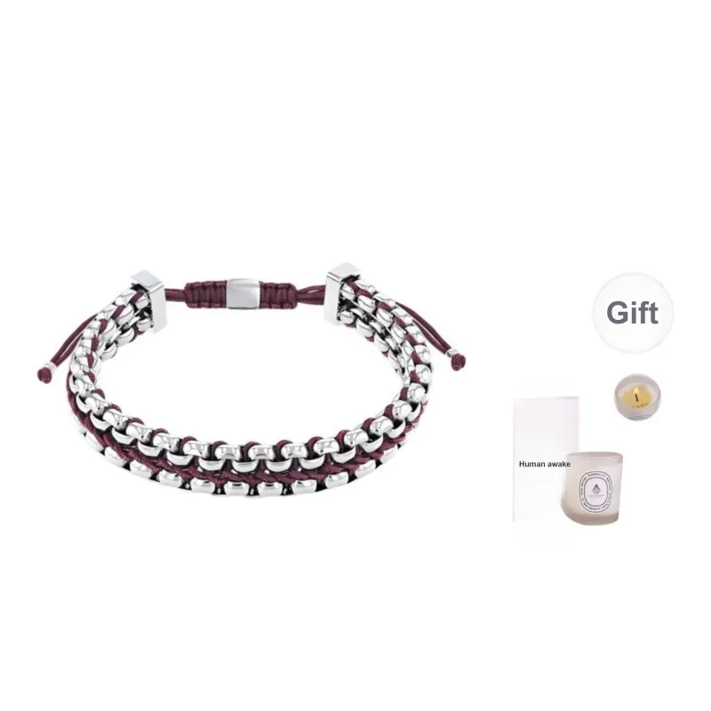 CALVIN KLEIN Rebel Collection Nylon Bracelets Men's Burgundy Red/Silver Dual Multicolor-0
