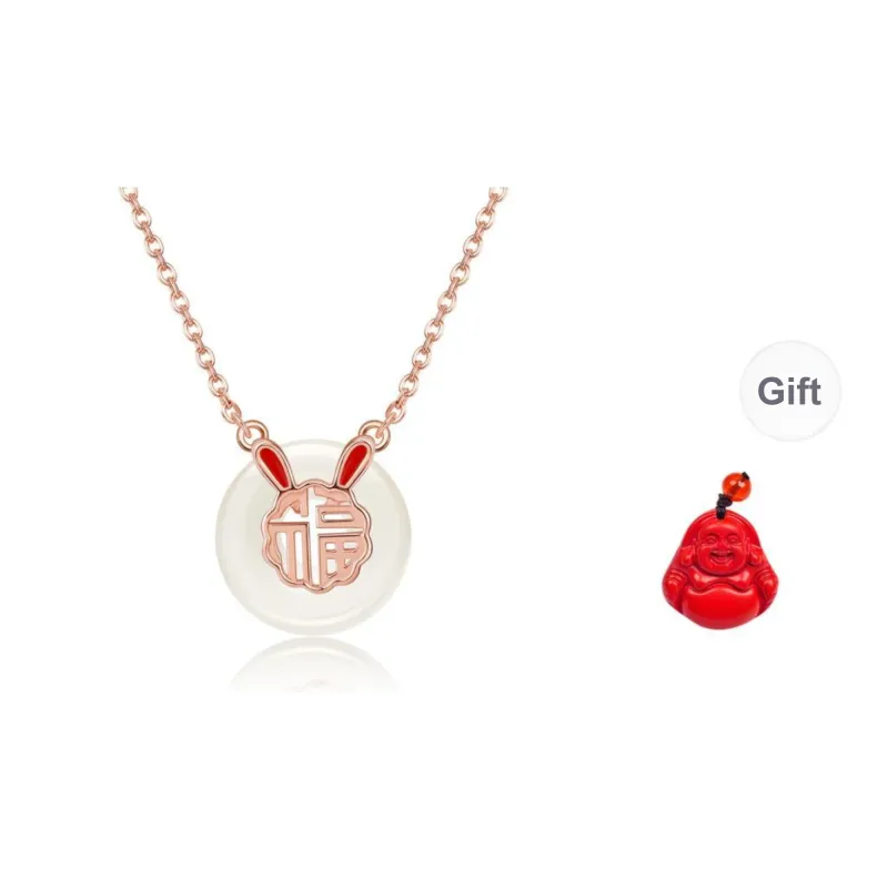 MUGONGZI Hetian Jade Necklaces Pale Greenish White Jade Women's-10
