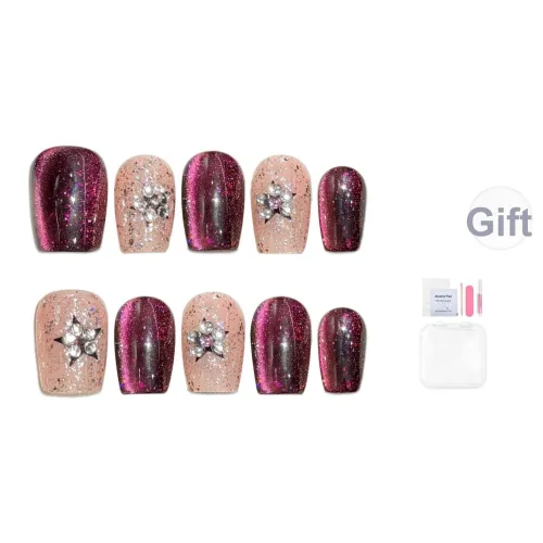 Song Biography Кристальный Starry Night Элегантность Кошачий глаз False Nail Короткий LADDER 15mm