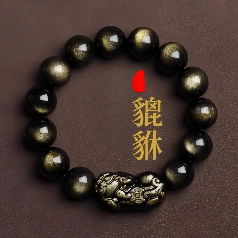 Stone On The Line Obsidian Bracelets Unisex-4