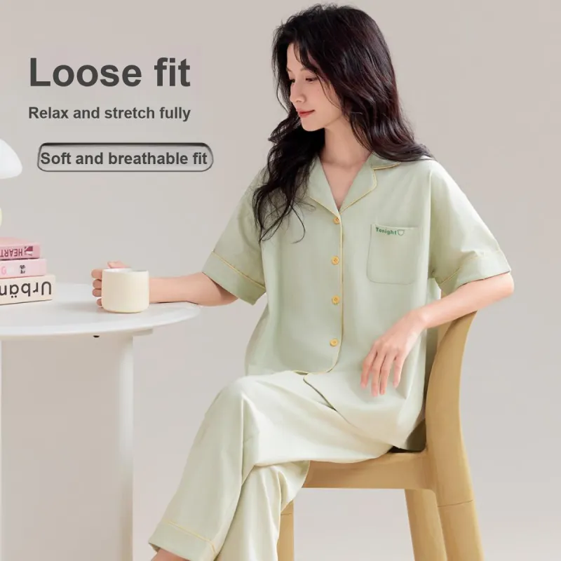 Urban Beauty Pajama Set Loose Fit Soft Skin Friendly Versatile Women's 2 Piece Set-5