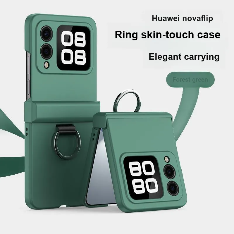 ZHUOJI PC Material New Skin Feel Portable Ring Phone Case Compatible Huawei Novaflip-1