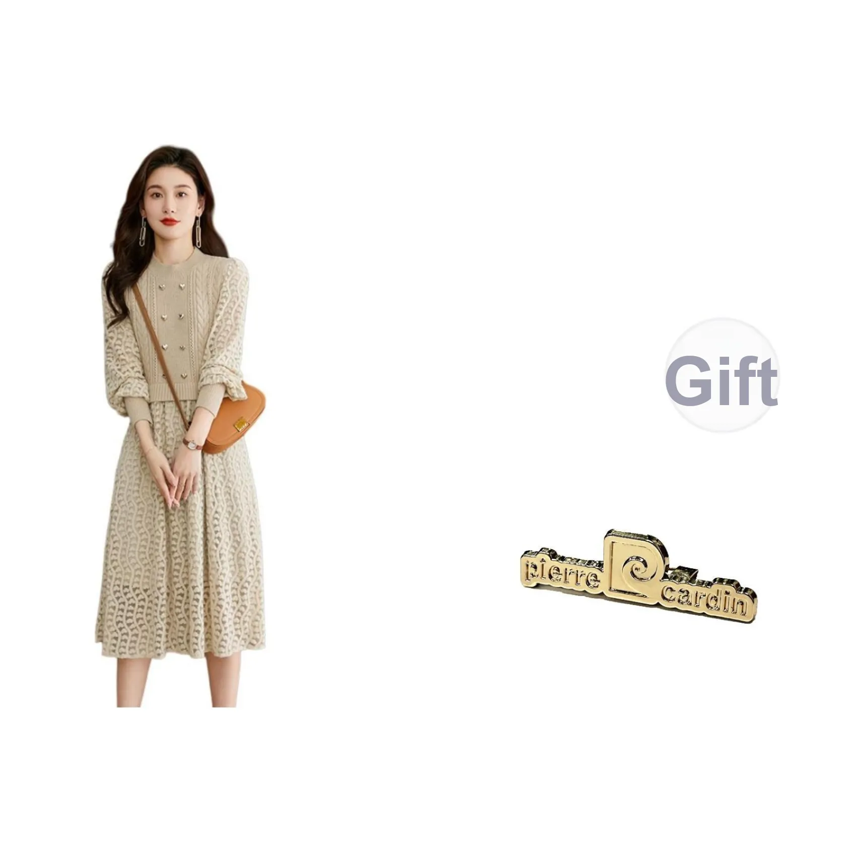 PIERRE CARDIN Длинное платье с длинными рукавами женское