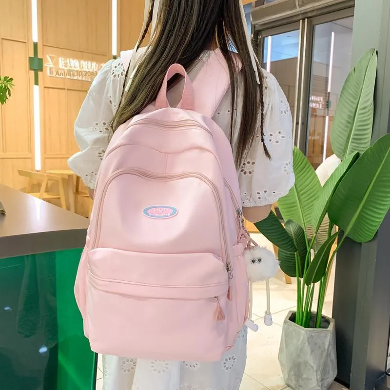 Parker Bear Nylon Backpack Regular Unisex Black/Khaki/Green/White/Pink/Blue/Yellow-3