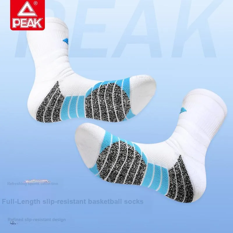 PEAK Basketball Socks Unisex 3 Pack White Blue-6