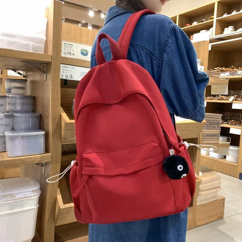 Vack Nylon Backpack Unisex Black/Red/Yellow/Blue/Pink-5